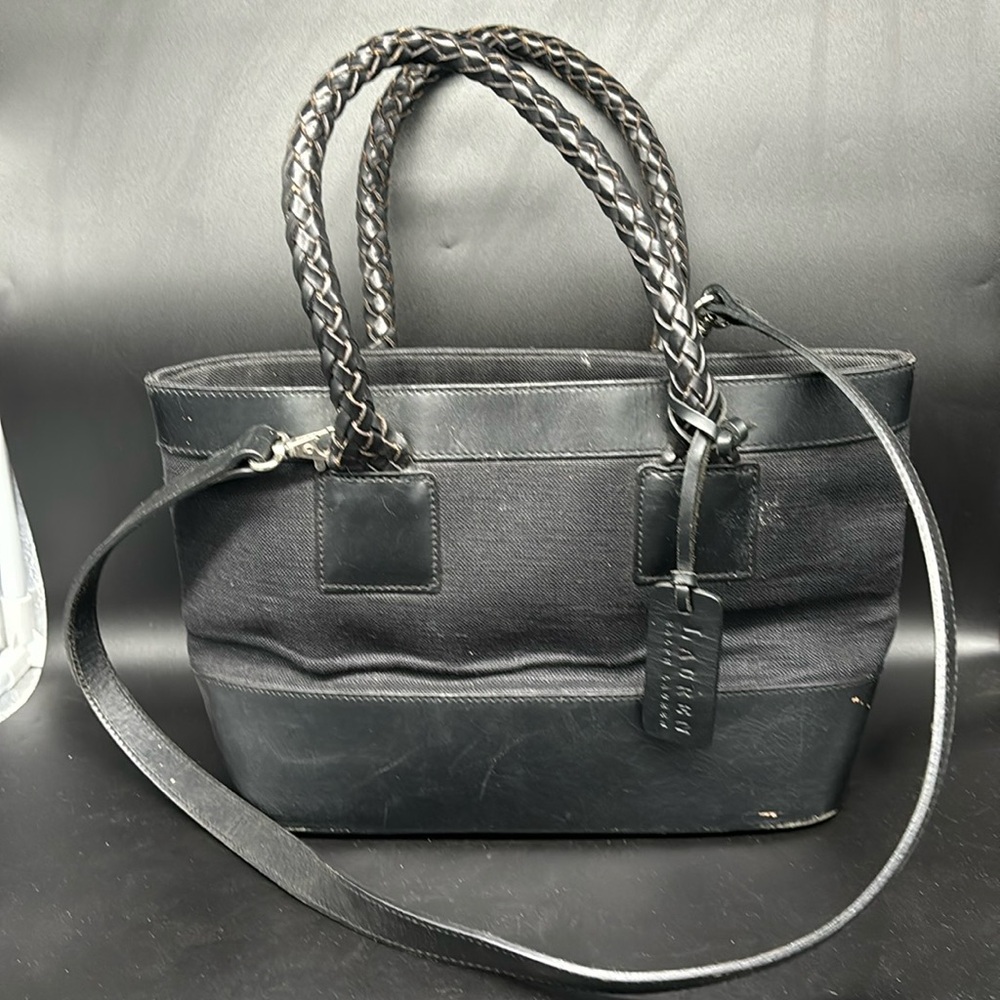 Lauren tote leather and woven